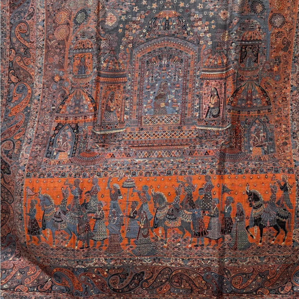Mughal Inspired Design , Gold Thread Work ,Fine Quality ,Pure Pashmina, Kani Sha